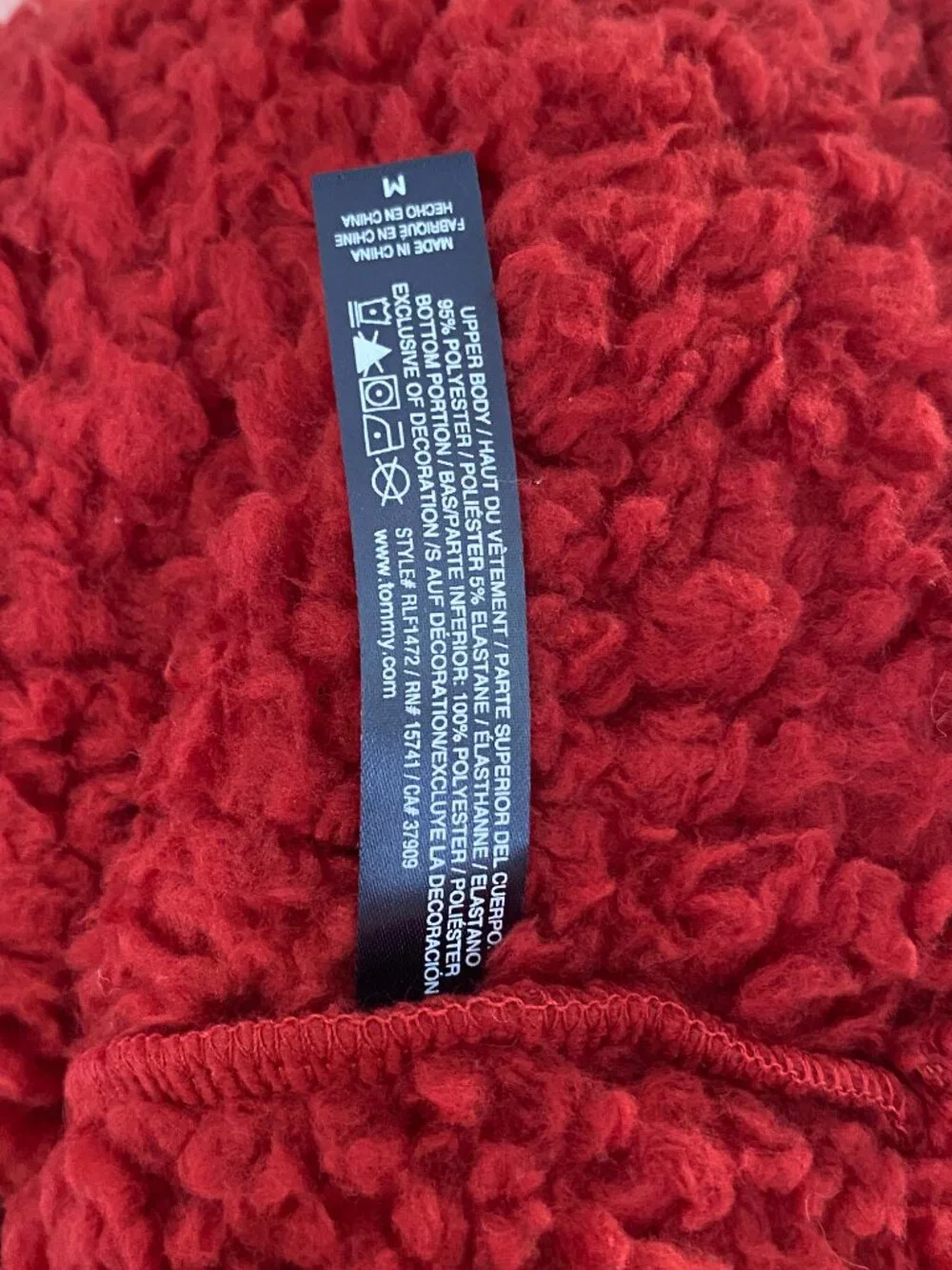 NEW Tommy Hilfiger Sherpa Velour Lounge Set Red Size M